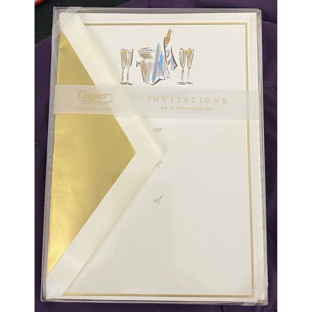 Invitations & Envelopes 2) boxes of 8 Champagne Design Party Invites